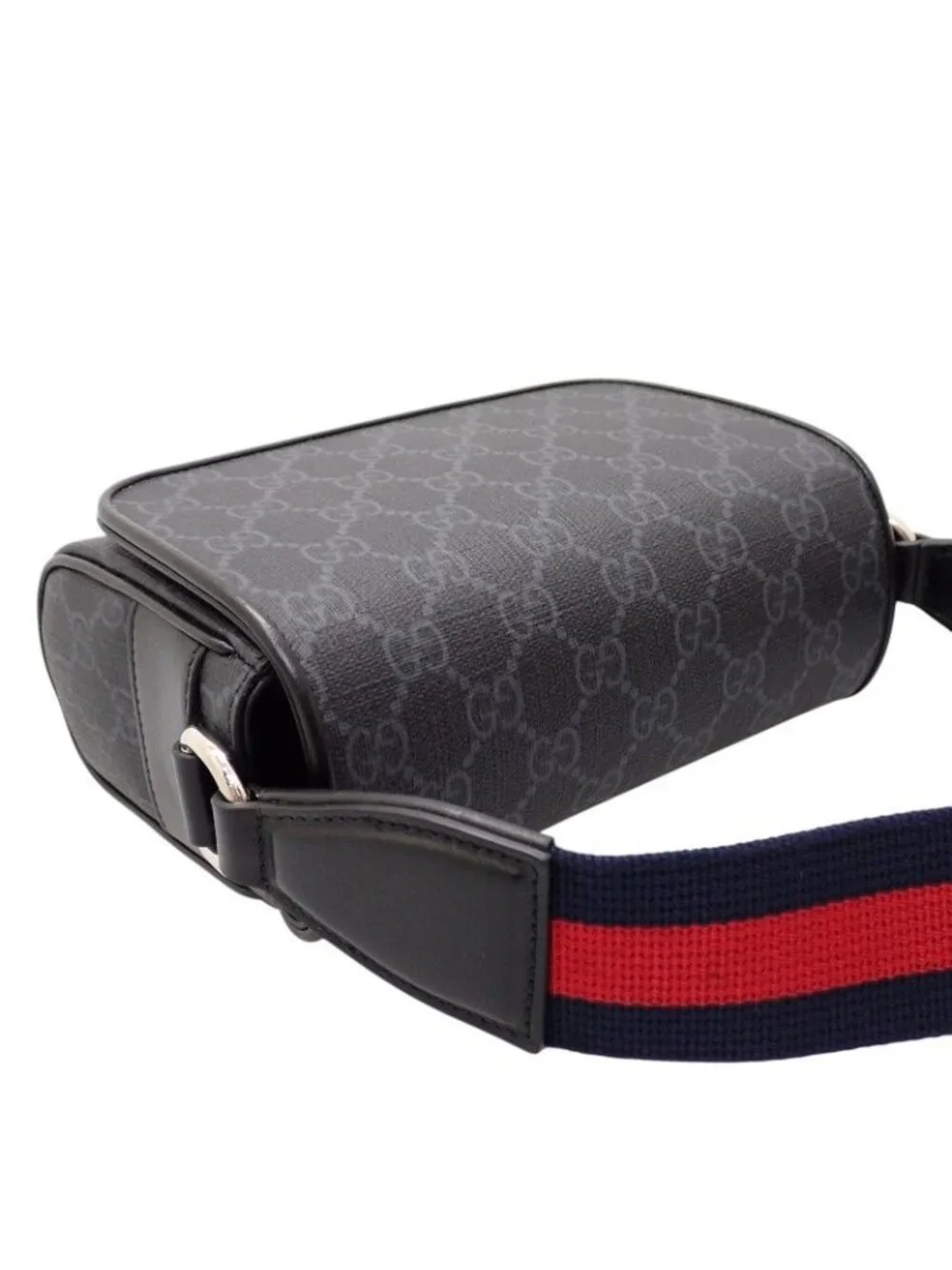 Gucci GG Super Mini Shoulder Bag Polyurethane Black Red